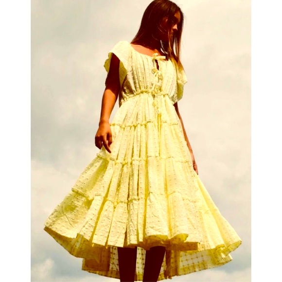 NWT INNIKA CHOO - ALOTTA GÜD PEASANT DRESS IN BUTTER Yellow Size Small-Medium - Picture 1 of 15